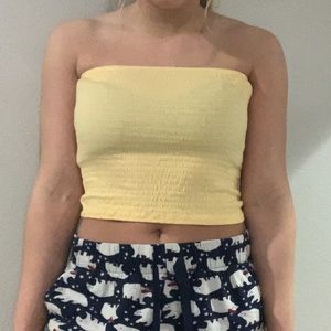 yellow american eagle tube top
